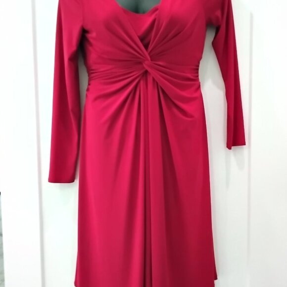 Jones New York Ruby Red Long Sleeve Criss-Cross Surplice Stretch Dress NWT 10 - Picture 1 of 5